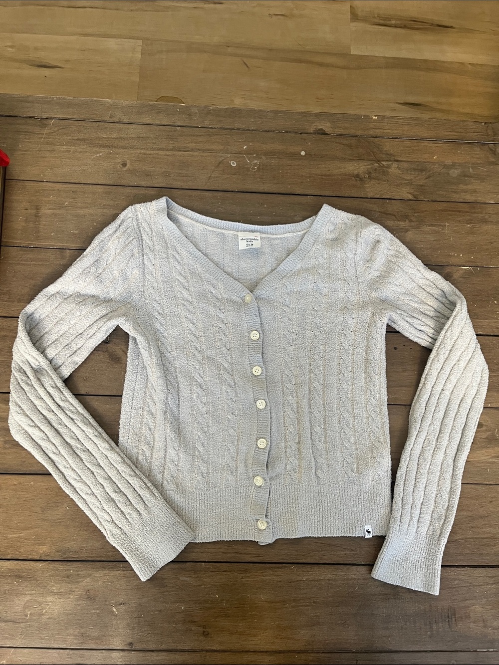 Girls Cable Knit Button-Front Sweater Cardigan - Light Blue.